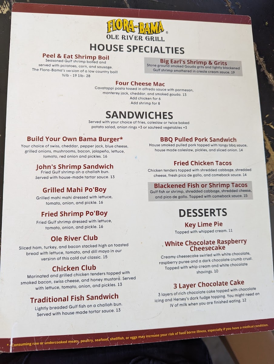 Flora-Bama Ole River Grill Menu - Image 5